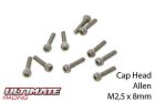 Ultimate Racing Schrauben Zylinderkopf Hex (Allen) M2.5 x 8mm (10 Stk.) / UR1632508
