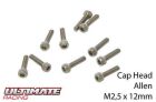 Ultimate Racing Schrauben Zylinderkopf Hex (Allen) M2.5 x 12mm (10 Stk.) / UR1632512