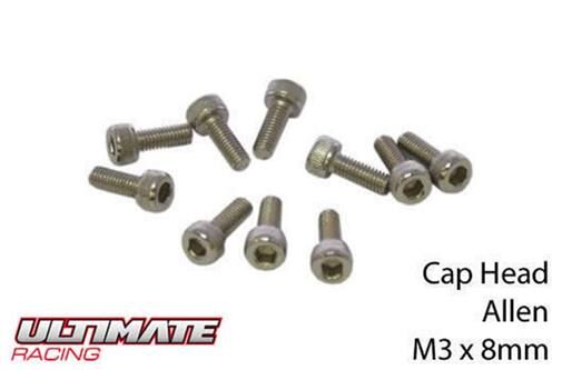 Ultimate Racing Schrauben Zylinderkopf Hex (Allen) M3 x 8mm (10 Stk.) / UR163308
