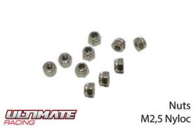 Ultimate Racing Muttern M2.5 nyloc (10 Stk.) / UR165250