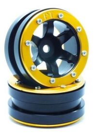 Metsafil Beadlock Wheels PT- Wave Schwarz/Gold 1.9 (2...