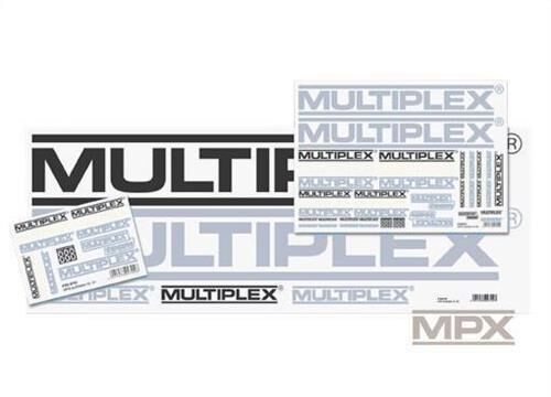 Multiplex / Hitec RC Aufklebersatz MPXLogo schwarz/silber/weiß 100x35cm / 855700