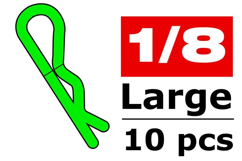 Team Corally Karosserieklammern 45° gebogen Gross Grün 10 St / C-35120