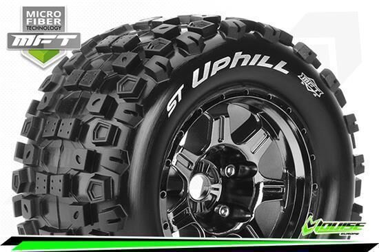 Louise MFT ST-UPHILL 1-8 Stadium Truck Fertig Verklebt Sport Bead Style 3.8 Felgen Schwarz-Chrom 0-Offset Hex 17mm / T3326BC