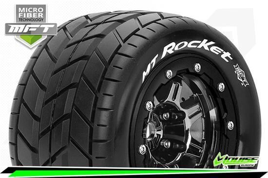 Louise MFT MT-ROCKET MAXX Montiert Sport Bead-Lock 3.8 Felgen Schwarz-Chrom 1/2-Offset Hex 17mm / T3328SBC