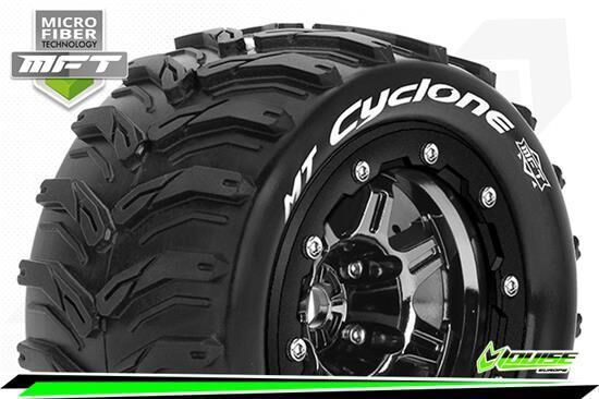 Louise MFT MT-CYCLONE MAXX Montiert Sport Bead-Lock 3.8 Felgen Schwarz-Chrom 1/2-Offset Hex 17mm / T3331SBC
