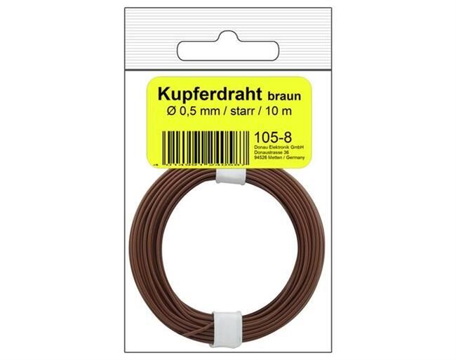 Donau Elektronik Kupferschalt Draht 0,5 mm / 10 m braun - in SB Beutel / 105-8SB