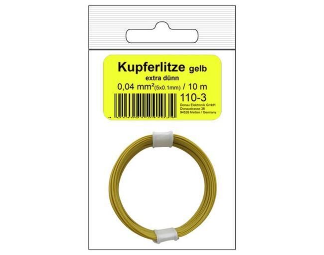 Donau Elektronik Kupferschalt Litze 0,04 mm² / 10 m gelb - in SB Beutel / 110-3SB