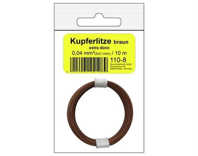 Donau Elektronik Kupferschalt Litze 0,04 mm² / 10 m braun - in SB Beutel / 110-8SB