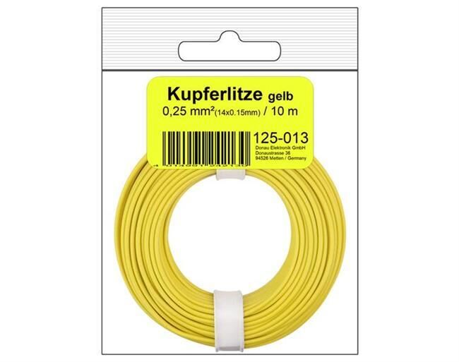 Donau Elektronik Kupferschalt Litze 0,25 mm² / 10 m / gelb in SB Beutel / 125-013SB