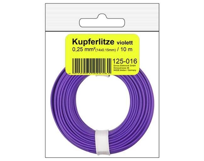 Donau Elektronik Kupferschalt Litze 0,25 mm² / 10 m / violett in SB Beutel / 125-016SB