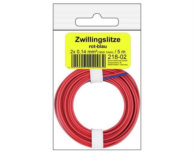 Donau Elektronik Zwillingslitze 0,14 mm² / 5 m rot-blau in SB / 218-02SB