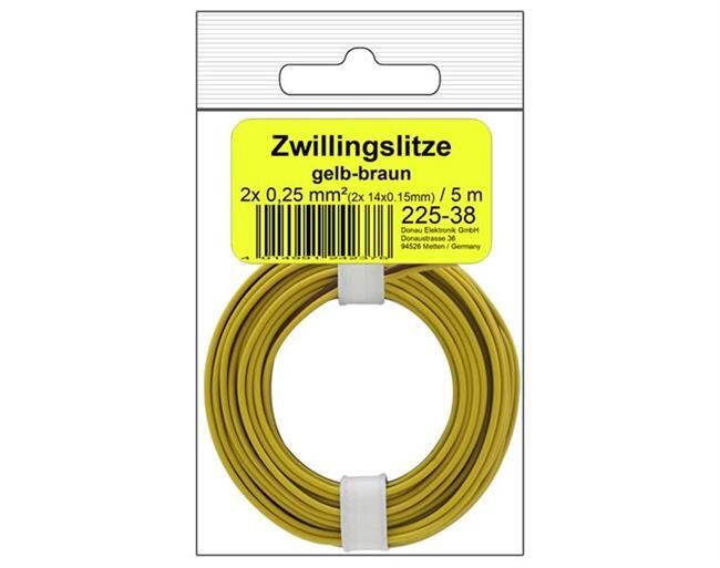 Donau Elektronik Zwillingslitze 0,25 mm² / 5 m gelb-braun in SB / 225-38SB