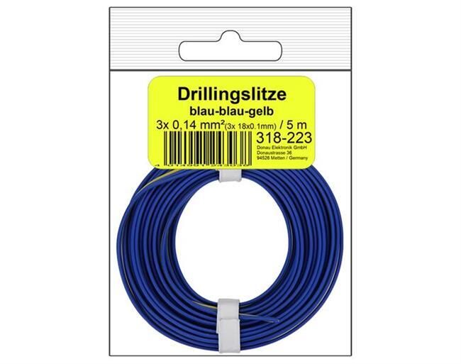Donau Elektronik Drillingslitze 0,14 mm² / 5 m blau-blau-gelb in SB Beutel / 318-223SB