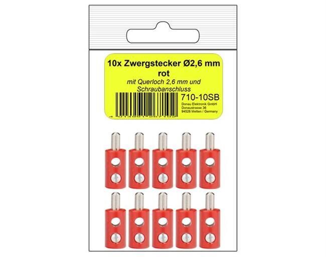 Donau Elektronik 10 Zwergstecker rot in SB / 710-10SB