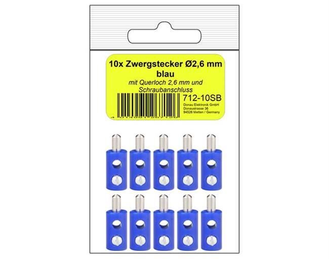 Donau Elektronik 10 Zwergstecker blau in SB / 712-10SB
