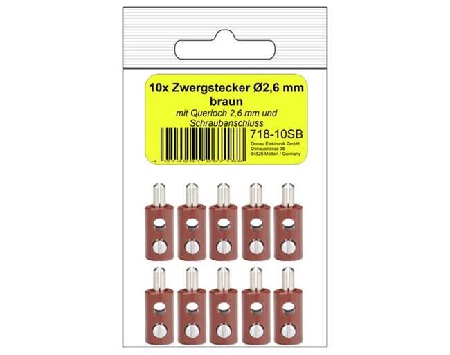 Donau Elektronik 10 Zwergstecker braun in SB / 718-10SB