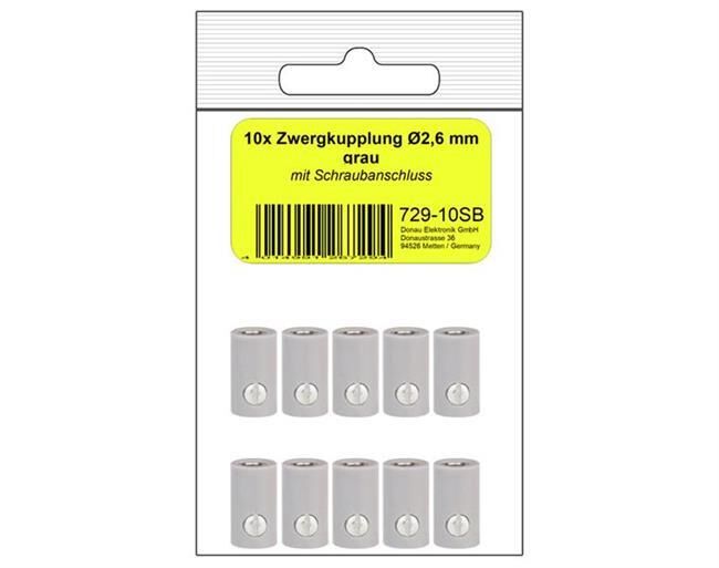 Donau Elektronik 10 Zwergkupplungen grau in SB / 729-10SB