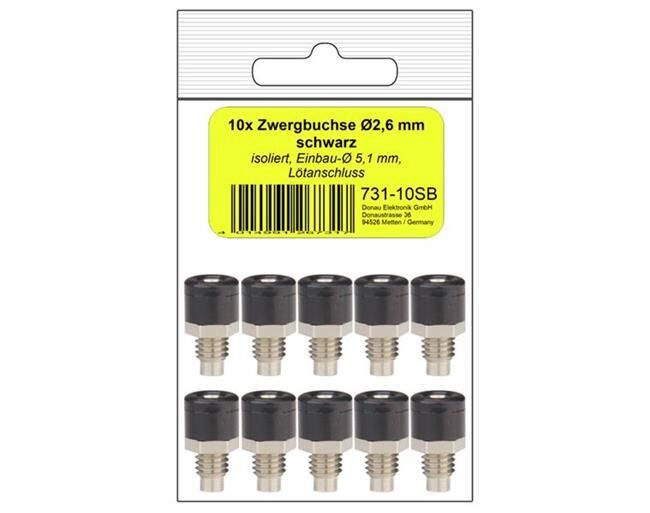 Donau Elektronik 10 Zwergbuchsen schwarz in SB / 731-10SB