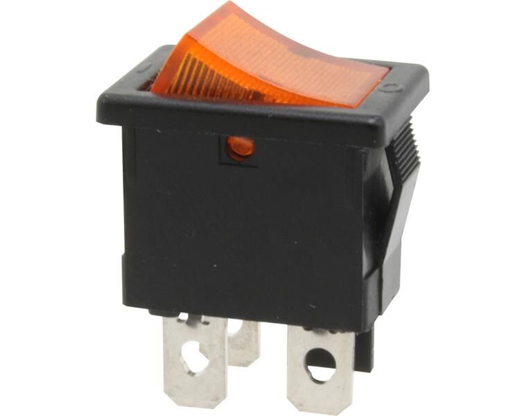 Donau Elektronik Ausschalter, 1-polig, schwarz, gelb beleuchtet, ON-OFF / KWS33