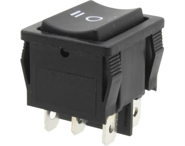 Donau Elektronik Umschalter mit Mittelstellung, 2-polig, beidseitig rastend, ON-OFF-ON / KWS61