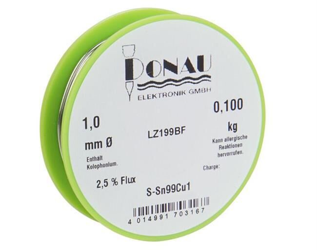 Donau Elektronik Lötzinn bleifrei Sn99 Ø 1 mm Spule 100 g / LZ199BF