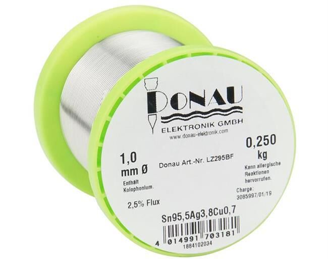 Donau Elektronik Lötzinn bleifrei Ag3,8 Ø 1 mm Spule 250 g / LZ295BF