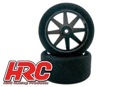 HRC Racing Reifen 1/10 Touring montiert auf Schwarz Felgen 12mm Hex 26mm 37° shore Schaumstoff Reifen (2 Stk.) / HRC61084BK