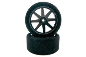 HRC Racing Reifen 1/10 Touring montiert auf Schwarz Felgen 12mm Hex 30mm 35° shore Schaumstoff Reifen (2 Stk.) / HRC61093BK