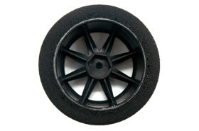 HRC Racing Moosgummi-Reifen 1:10 Touring 30mm 40° Shore, montiert auf schwarzen Felgen, 12mm Hex (2 Stück) / HRC61095BK