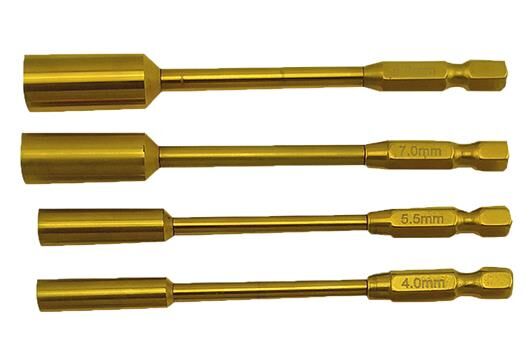 HRC Werkzeug HEX Werkzeugspitzensatz für elektrische Schraubenzieher Titanium coated 4.0/5.5/7.0/8.0 mm Sockets / HRC4054N