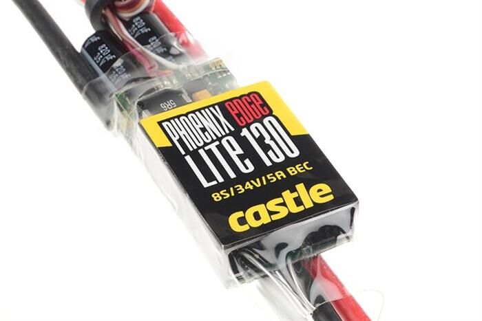 Castle Phoenix Edge Lite 130 Hochleistungs Brushless Flug und Heli Regler Leichte Ausfhrung Datenspeicher Telemetrie fähig Aux. Kabel 2-8S 130A 5A SBec / CC-010-0110-00