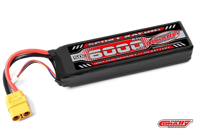 Team Corally Sport Racing 50C 6000Mah 3S 11,1V XT-90 Semi-Soft Case / C-49236-X