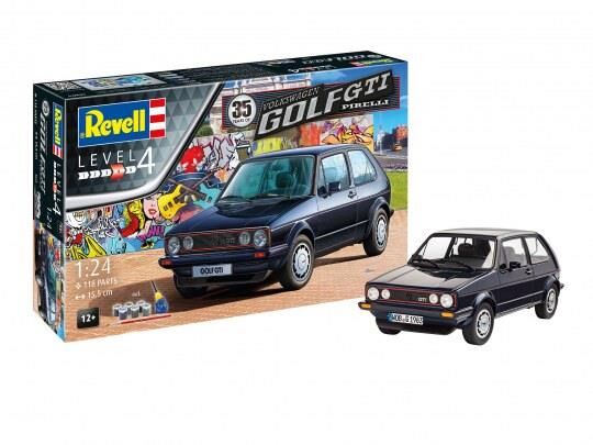 Revell Modellbausatz mit Basiszubehör Geschenkset 35 Years Volkswagen Golf GTI Pirelli / 05694