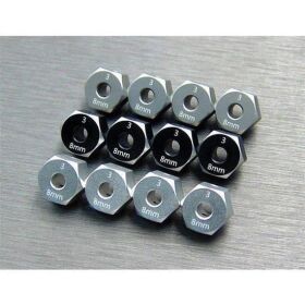 SAMIX SCX10-3 alum hex adaptar (8mm) black / SAMscx3-6063-8