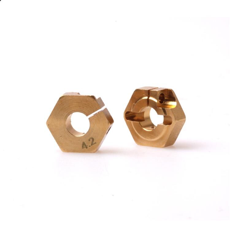 PR Racing Brass hex weighs Wheel Hex 12mm x 4.2mm (2pcs) / PR91440010