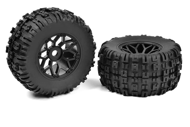 Team Corally Off-Road 1/8 MT Tires Mud Claws Glued on Black Rims 1 pair / C-00180-612