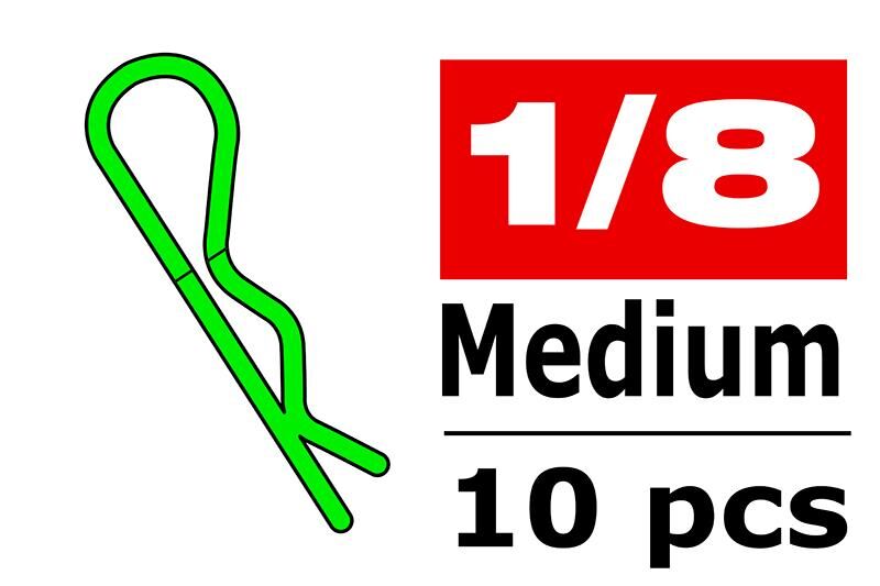 Team Corally Karosserieklammern 45° gebogen Mittel Grün 10 St / C-35110