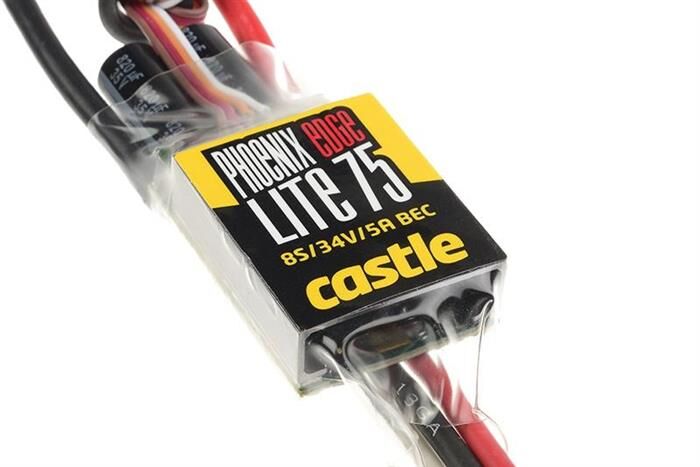 Castle Phoenix Edge Lite 75 Hochleistungs Brushless Flug und Heli Regler Leichte Ausführung Datenspeicher Telemetrie fähig Aux. Kabel 2-8S 75A 5A SBec / CC-010-0112-00