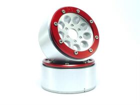 Metsafil Beadlock Crawler Wheels GUN silber/rot 1.9 (2...