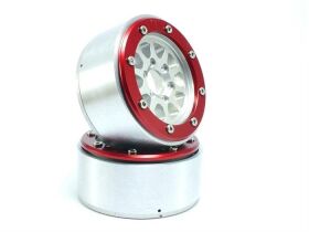 Metsafil Beadlock Crawler Wheels GEAR silber/rot 1.9 (2...