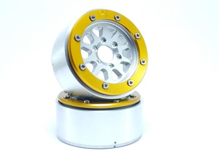 Metsafil Beadlock Crawler Wheels GEAR silber/gold 1.9 (2 St.) ohne Radnabe / MT5030SGO
