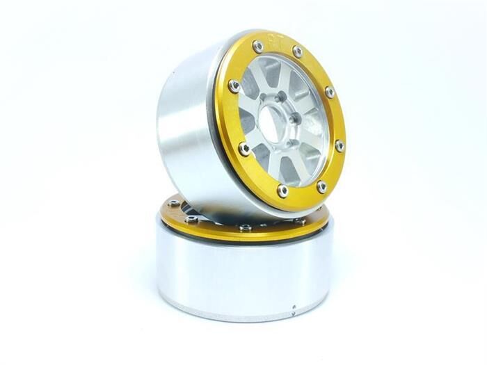 Metsafil Beadlock Crawler Wheels HAMMER silber/gold 1.9 (2 St.) ohne Radnabe / MT5040SGO