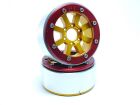 Metsafil Beadlock Crawler Wheels HAMMER gold/rot 1.9 (2 St.) ohne Radnabe / MT5040GOR