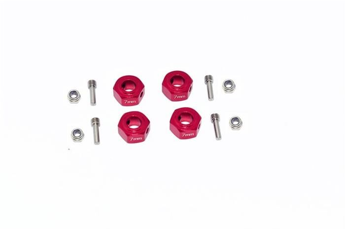 GPM ARRMA Granite, Big Rock, Senton Aluminium Hex Adapter 12x7mm rot (4 Stk.) / GPMMAG010/12X7MR