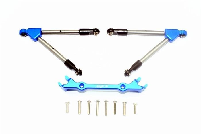 GPM TRAXXAS Rustler 4x4 Alum. Querlenker Verstärkung oben vorne blau für C-Hub / GPMRUS4049FB
