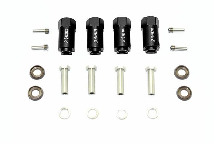 GPM TRAXXAS TRX-4 & 6 Aluminium Hex Adapter 23mm schwarz (4 Stk.) / GPMTRX4010/23MMBK
