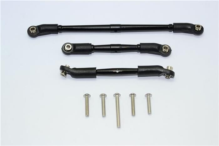 GPM TRAXXAS TRX-4 & 6 Alum. Lenk- & Aufhängungsspurstange ob/unt schwarz (3 Stk.) / GPMTRX4161BKBEBK