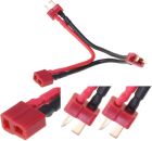 Robbe Modellsport V-KABEL T-STECKSYSTEM BUCHSE AUF 2X STECKER 14AWG/2,1MM² 10CM 1STK. / 46095