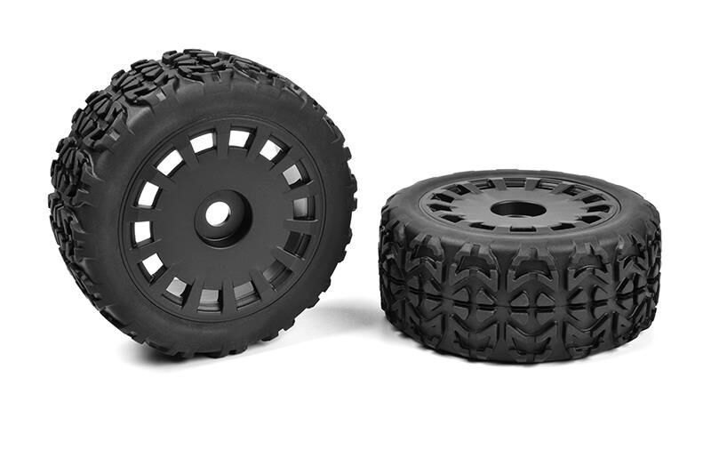 Team Corally Off-Road 1/8 Truggy Tires Tracer Glued on Black Rims 1 pair / C-00180-613